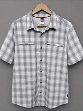 The North Face Plaid Short Sleeve Button Down Shirt XL Outdoor Hiking Fishing